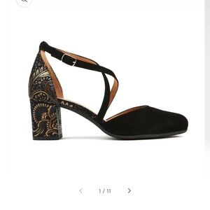 Embassy London Dannii Black & Gold Feather Heels US Size 10